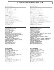 supply list for 2011/2012 school year - Snapper Creek Elementary ...