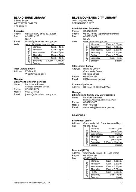 Public libraries in NSW directory (PDF 2.8Mb) - State Library of New ...