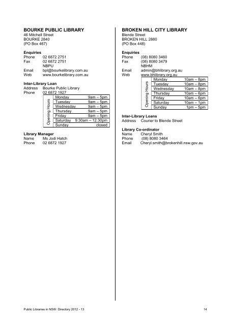 Public libraries in NSW directory (PDF 2.8Mb) - State Library of New ...