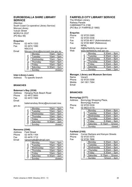 Public libraries in NSW directory (PDF 2.8Mb) - State Library of New ...