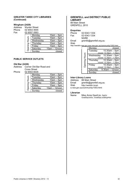 Public libraries in NSW directory (PDF 2.8Mb) - State Library of New ...