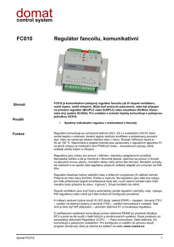 FC010 RegulÃ¡tor fancoilu, komunikativnÃ­