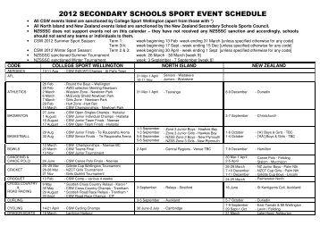 2012 secondary schools sport event schedule - College Sport ...