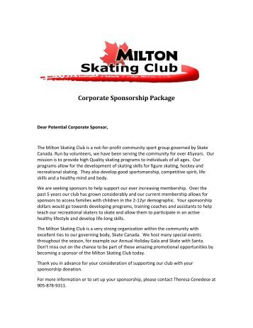 Corporate Sponsorship Package - Milton Skating Club
