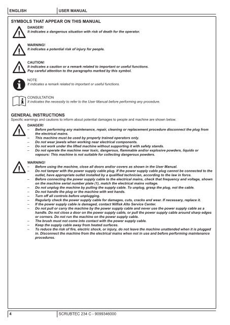 SCRUBTEC 234 C USER MANUAL - Wap Nilfisk Alto Shop