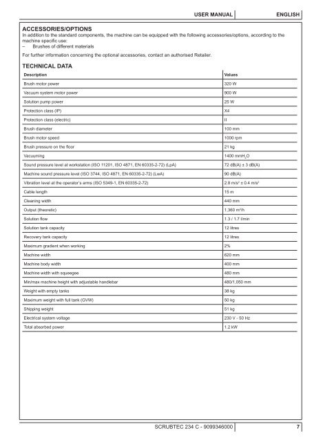 SCRUBTEC 234 C USER MANUAL - Wap Nilfisk Alto Shop