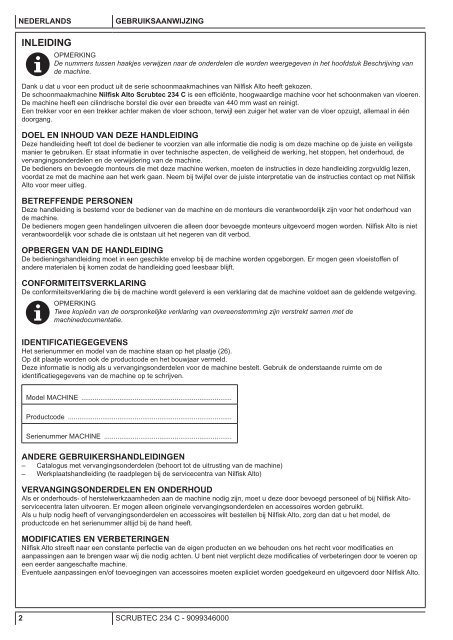 SCRUBTEC 234 C USER MANUAL - Wap Nilfisk Alto Shop