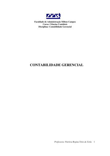 CONTABILIDADE GERENCIAL - SAP - Milton Campos