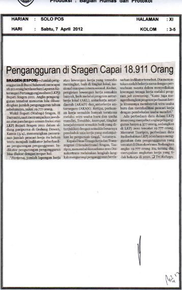 Pengangguran di Sragen Capai 18.911 Orang