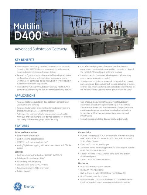 Multilin D400 - GE Digital Energy