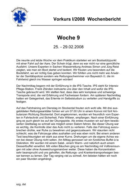 Woche 9 - auf sano-ausbildung.ch