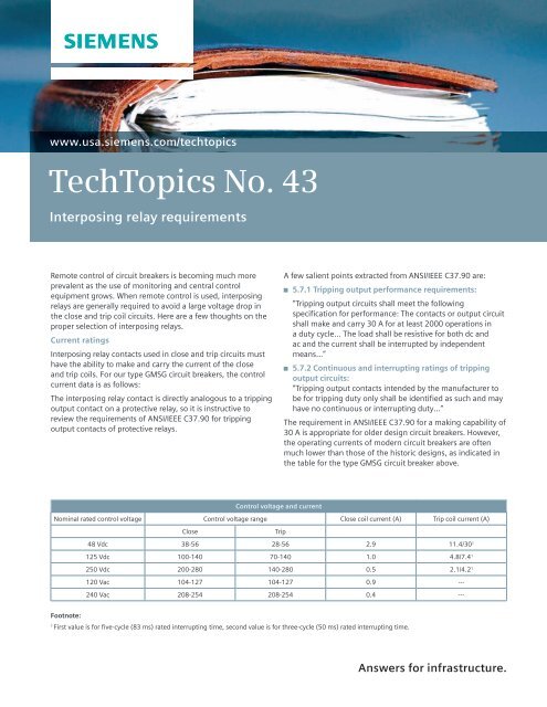 TechTopics No. 43 Interposing relay requirements - Siemens