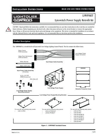 LSWPSKIT Lyteswitch Power Supply Retrofit Kit - Philips Lighting ...