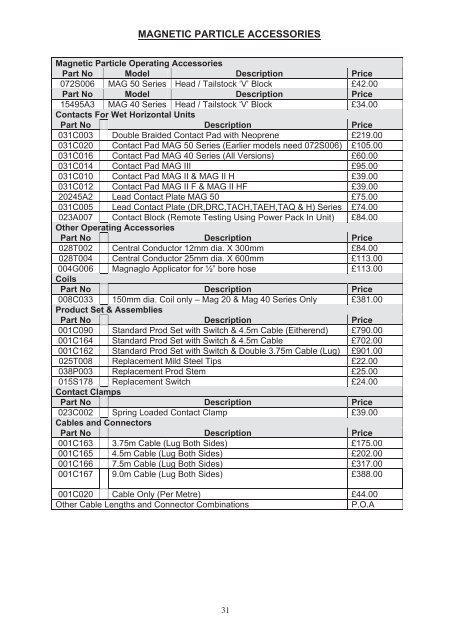 62508 NDT PRICE LIST 2011.indd - NDT Equipment Services Ltd