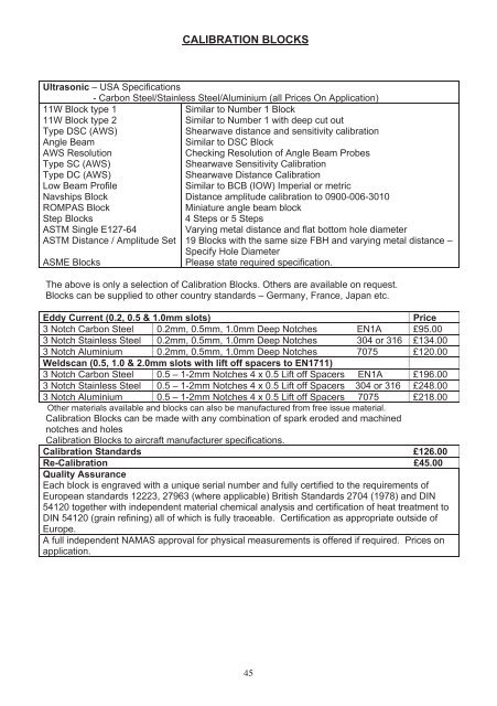 62508 NDT PRICE LIST 2011.indd - NDT Equipment Services Ltd