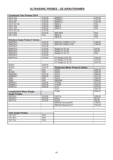 62508 NDT PRICE LIST 2011.indd - NDT Equipment Services Ltd