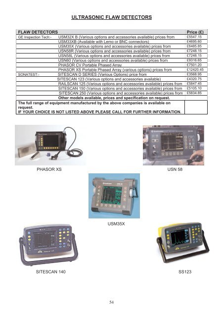 62508 NDT PRICE LIST 2011.indd - NDT Equipment Services Ltd