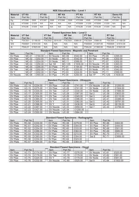 62508 NDT PRICE LIST 2011.indd - NDT Equipment Services Ltd