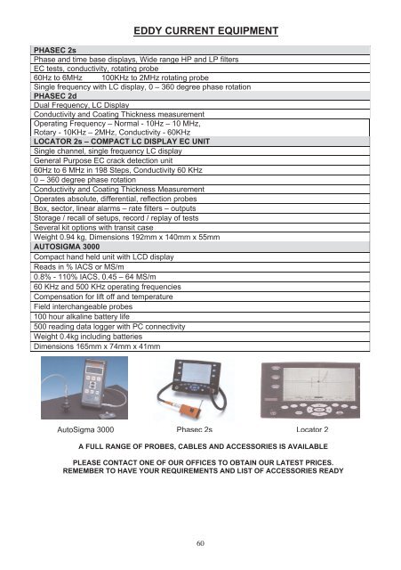 62508 NDT PRICE LIST 2011.indd - NDT Equipment Services Ltd