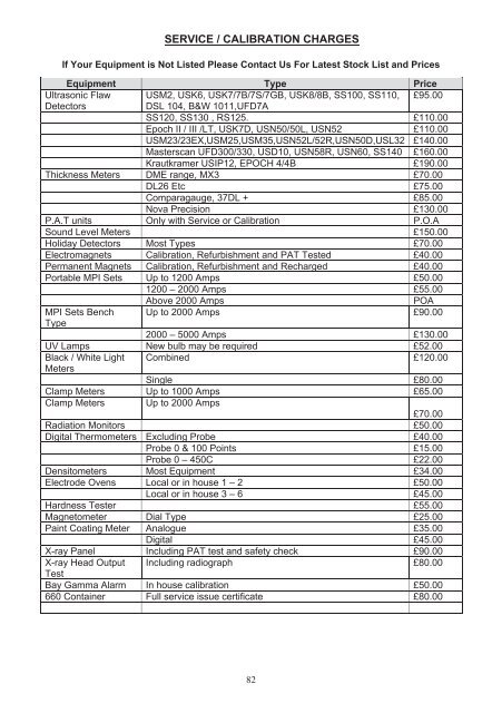 62508 NDT PRICE LIST 2011.indd - NDT Equipment Services Ltd