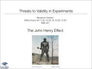 Threats to Validity in Experiments The John Henry Effect