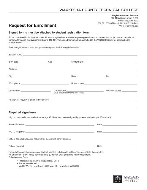 Request for Enrollment Form