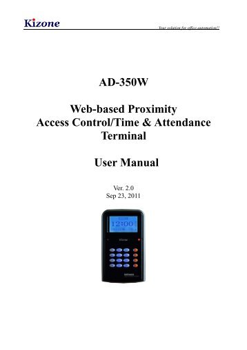 AD-350W Web-based Proximity Access Control/Time & Attendance ...