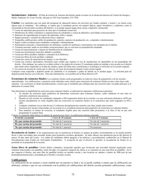 Manual del Estudiante - United Independent School District