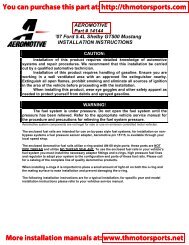 07 Ford 5.4L Shelby GT500 Mustang INSTALLATION INSTRUCTIONS