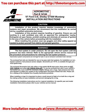07 Ford 5.4L Shelby GT500 Mustang INSTALLATION INSTRUCTIONS
