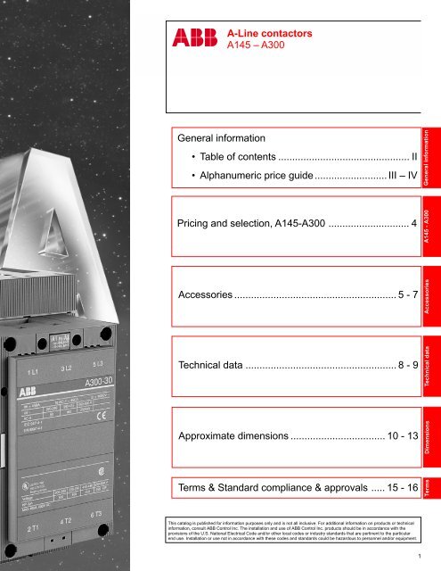 ABB Control Inc. A-Line contactors A145 â A300 - Piti Group