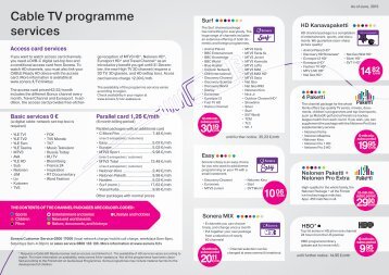 Cable TV programme services - Sonera