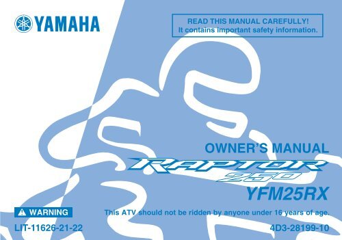 Raptor 250 Yfm25rx Owner S Manual Yamaha