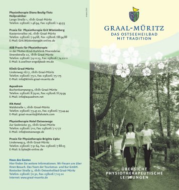 Flyer "Physiotherapeutische Leistungen" - Ostseeheilbad Graal-Müritz