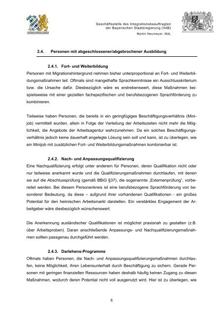 Handlungsempfehlungen des Bayerischen Integrationsrates ...