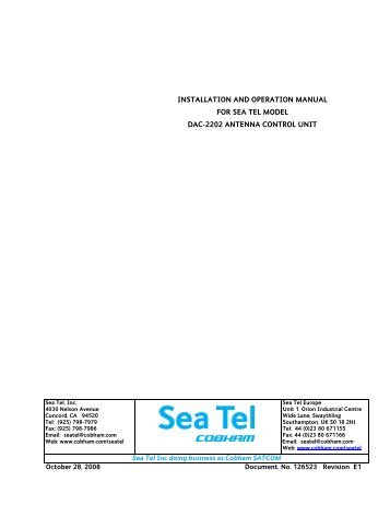 installation and operation manual for sea tel model dac-2202 ...