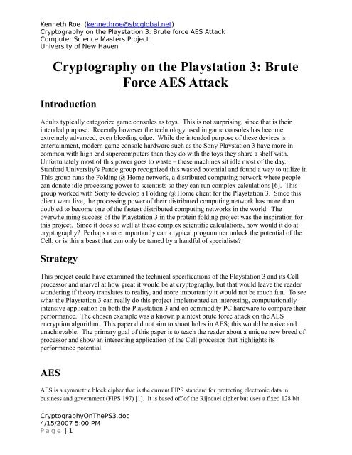 Cryptography on the Playstation 3: Brute Force AES Attack Introduction