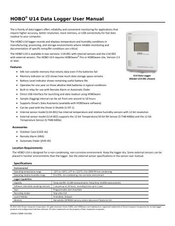 HOBO U14 Data Logger User Manual