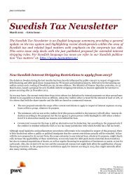 Swedish Tax Newsletter - PwC