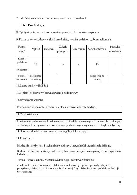 opisy przedmiotÃ³w xi 09 - PaÅstwowa WyÅ¼sza SzkoÅa Zawodowa w ...