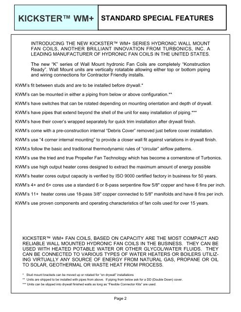 KWM APPLICATION MANUAL - Turbonics