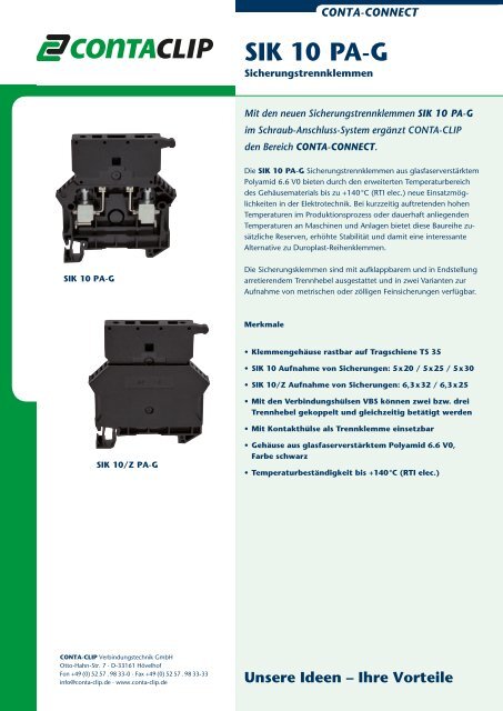 SIK 10 PA-G Sicherungstrennklemmen - CONTA-CLIP