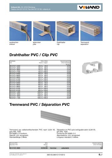 Drahthalter PVC / Clip PVC Trennwand PVC ... - Volland AG