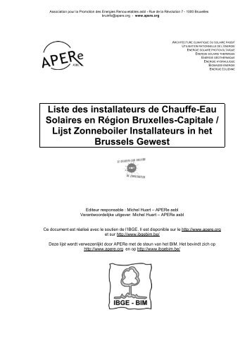 Liste des installateurs de Chauffe-Eau Solaires en RÃ©gion ... - APERe