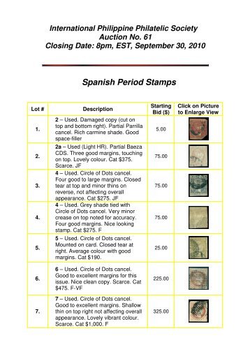 Spanish Period Stamps - International Philippine Philatelic Society