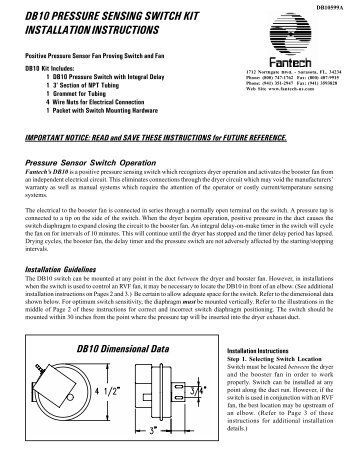 db10 pressure sensing switch kit installation instructions - HVACQuick