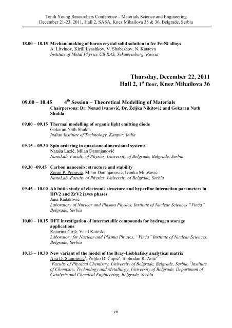 Program and the Book of Abstracts (PDF) - Mrs-serbia.org.rs