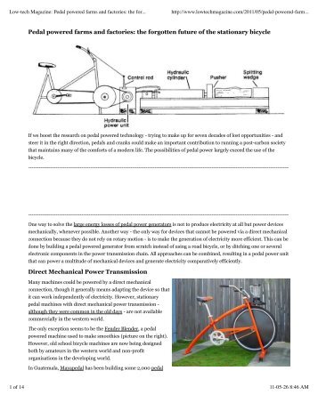 Pedal powered farms and factories - Pender Community Transition