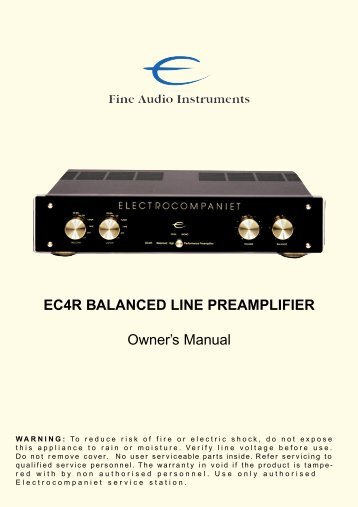 EC4R BALANCED LINE PREAMPLIFIER ... - Electrocompaniet