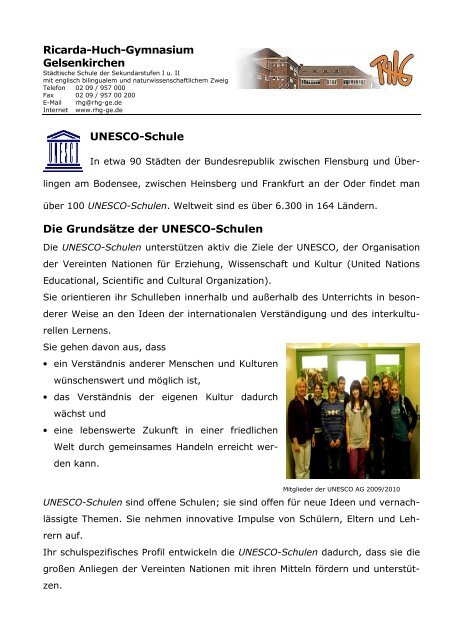 UNESCO-Schulen - Ricarda-Huch-Gymnasium